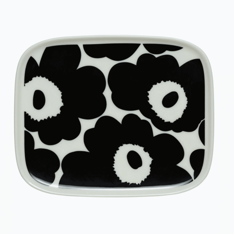 Marimekko Oiva Unikko Black & White Plate 15x12cm | The Granary